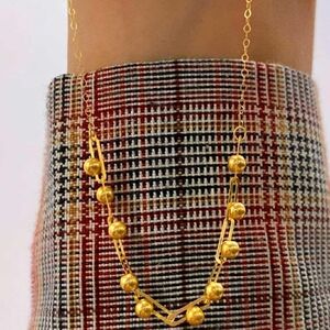 18k SD Gold Elegant Gold Beaded  New Design Center Ball Necklace 💯 Real Gold